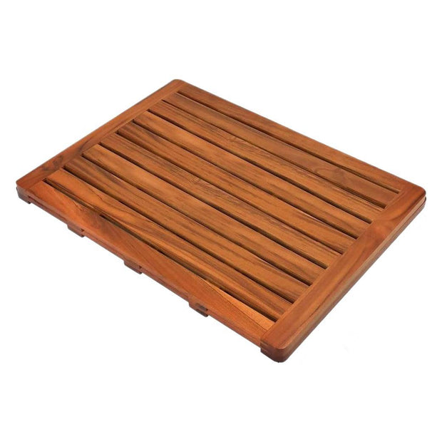 Solid Wood Waterproof Shower Mat with Non-Slip Design