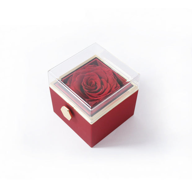 Acrylic Rotating Jewelry Box with Elegant Rose Design