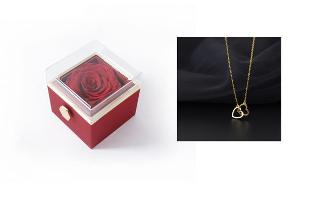 Acrylic Rotating Jewelry Box with Elegant Rose Design