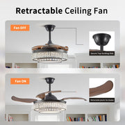 Modern LED Retractable Ceiling Fan With Light And Remote Control