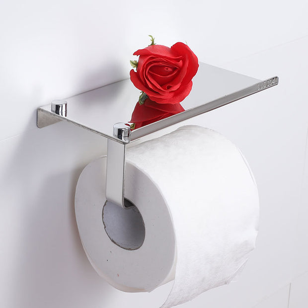 Stainless Steel Toilet Paper Holder with Phone Shelf