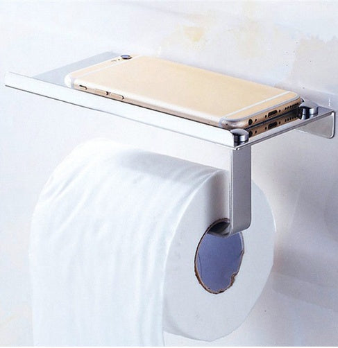 Stainless Steel Toilet Paper Holder with Phone Shelf