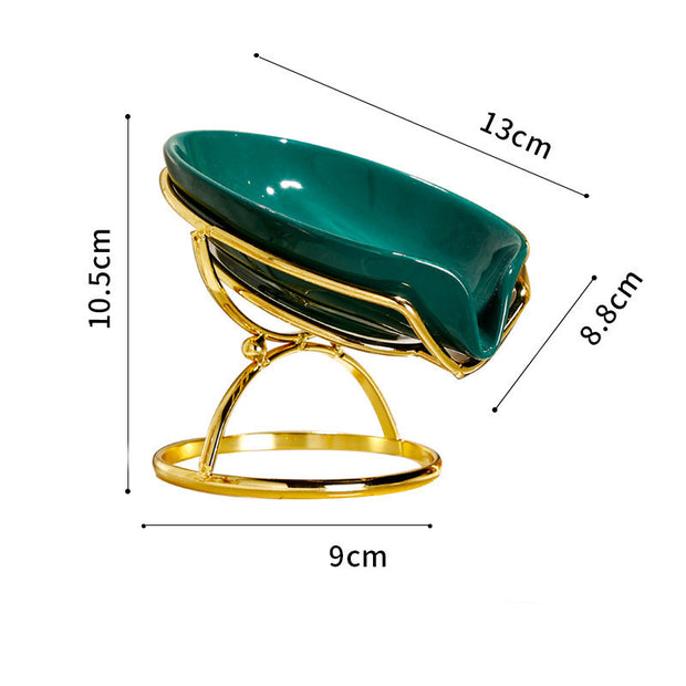 Ceramic Soap Dish with Drainage and No-Drill Installation