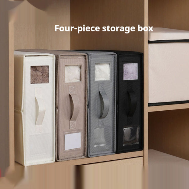 Four-Piece Foldable Zipper Storage Box with Clear View Window