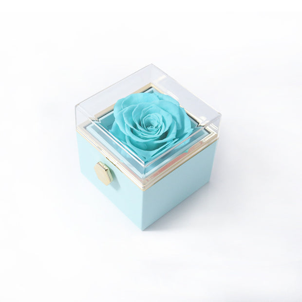 Acrylic Rotating Jewelry Box with Elegant Rose Design