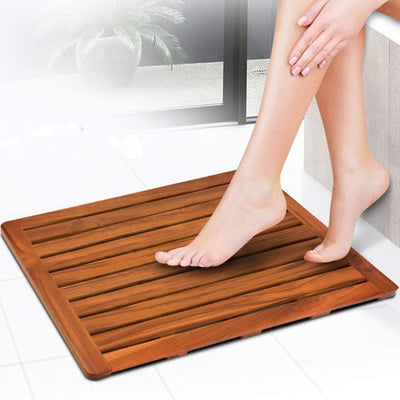 Solid Wood Waterproof Shower Mat with Non-Slip Design