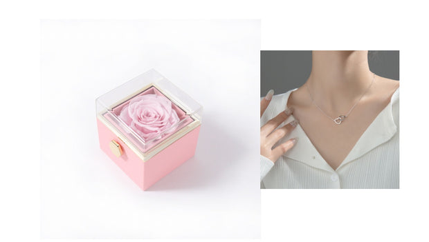 Acrylic Rotating Jewelry Box with Elegant Rose Design