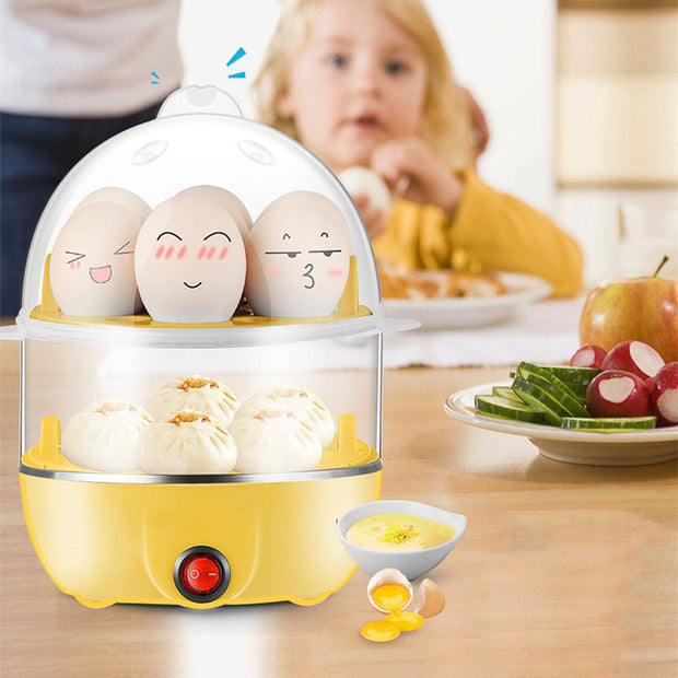 Multi-functional Double Layer Egg Steamer and Boiler Mini Stainless Steel Breakfast Maker