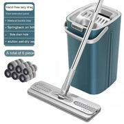 Hands-Free Household Mop with Dry-Wet Separation and Flat Plate Bucket