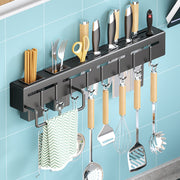 Wall-Mounted Kitchen Storage Rack with No Drilling Hooks