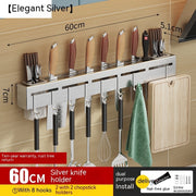 Wall-Mounted Kitchen Storage Rack with No Drilling Hooks