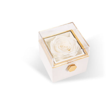 Acrylic Rotating Jewelry Box with Elegant Rose Design