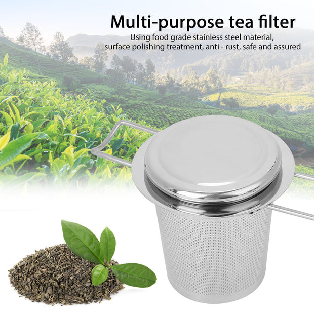 Stainless Steel Mesh Tea Infuser with Foldable Filter and Lid