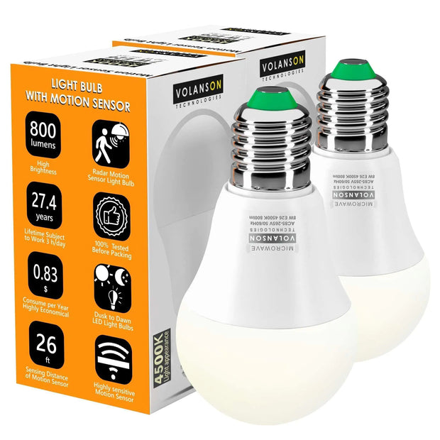 Smart Radar Motion Sensor Light Bulbs – 100W LED (2-Pack) | Indoor & Outdoor