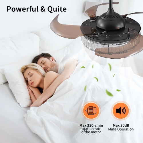 Modern LED Retractable Ceiling Fan With Light And Remote Control