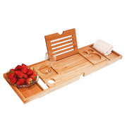 Expandable Bamboo Bathtub Caddy for Relaxing Soaks