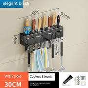 Wall-Mounted Kitchen Storage Rack with No Drilling Hooks