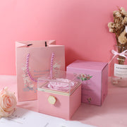 Acrylic Rotating Jewelry Box with Elegant Rose Design