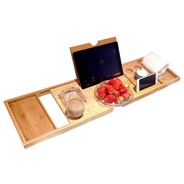 Expandable Bamboo Bathtub Caddy for Relaxing Soaks