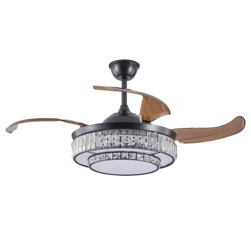 Modern LED Retractable Ceiling Fan With Light And Remote Control