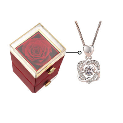 Acrylic Rotating Jewelry Box with Elegant Rose Design